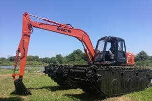 amphibious backhoe